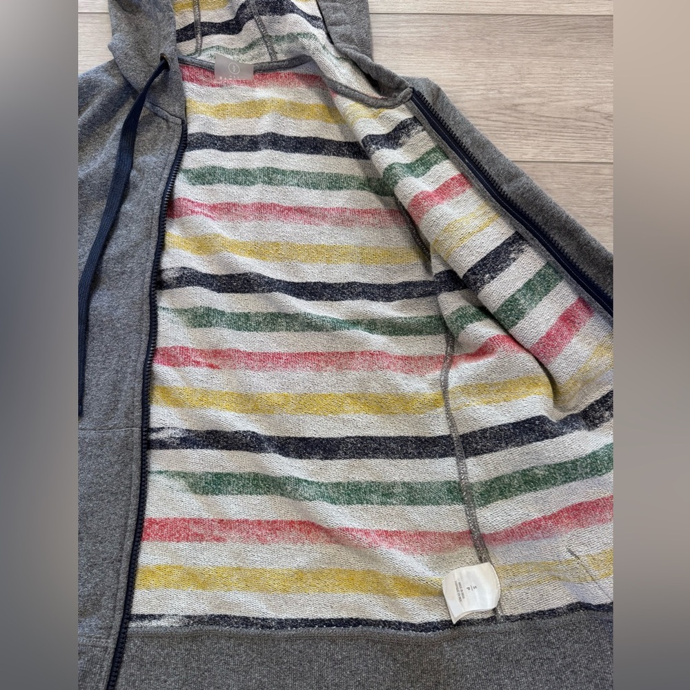 Hudsons Bay Full Zip Jacket Hoodie Sz S French Terry Retro Striped Gray Womens - Picture 8 of 15